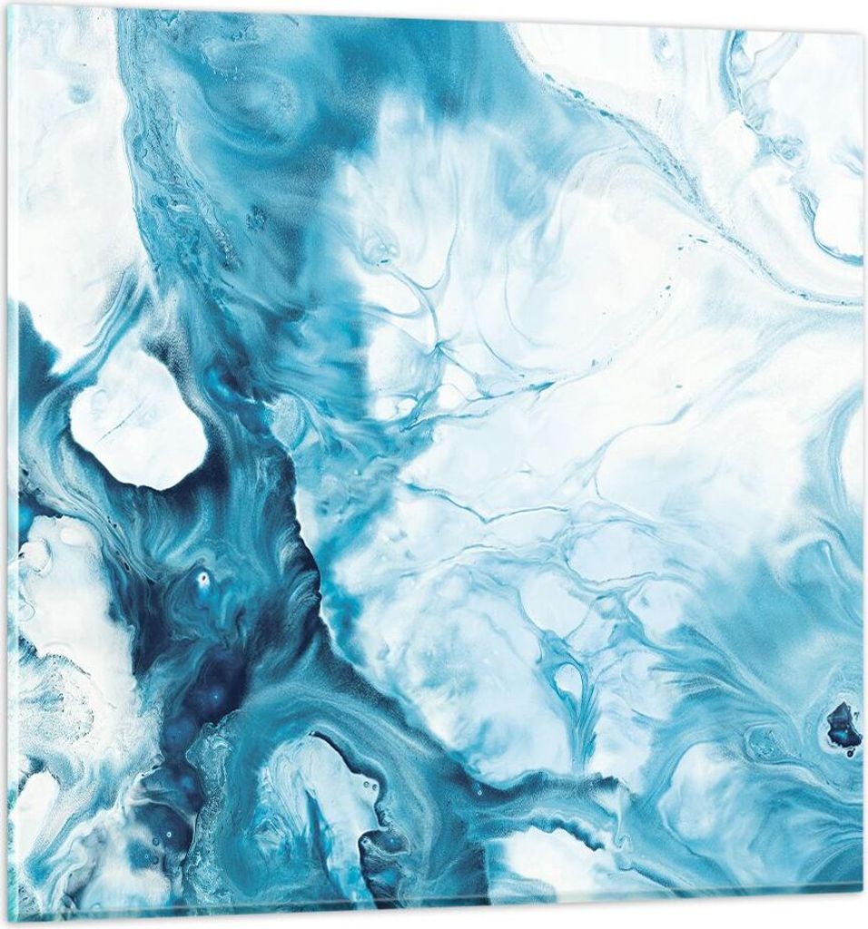 Bilder auf glas - Einteilig - Abstraktion Flüssigkeit hellblau - 50x50cm - Glasbilder - Wandbilder - Bilder - Wanddekoration aus Glas - Glas Bilde...