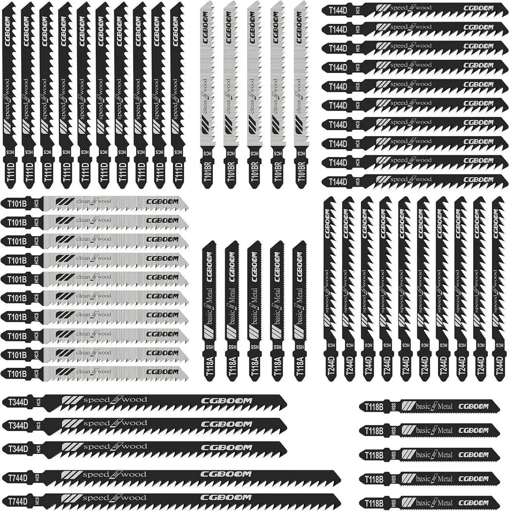 Coffret 60 lames de scie sauteuse haute résistance pour bois et acier doux