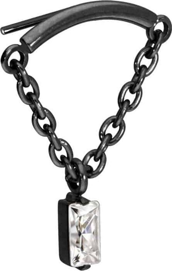 Piercing-Zubehör Titan Aufsatz mit Push Pin BOGEN + KETTE + KRISTALLRECHTECK