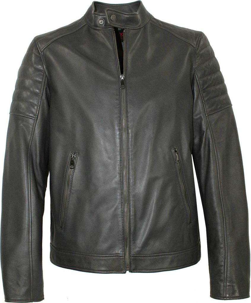 MADDOX - Herren Lederjacke Lammnappa grau : 56