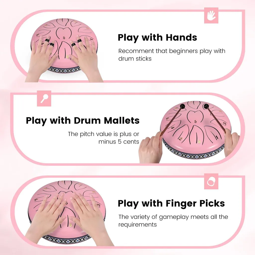 Tambour à languettes en acier 11 notes - Instrument percussion méditation - 6