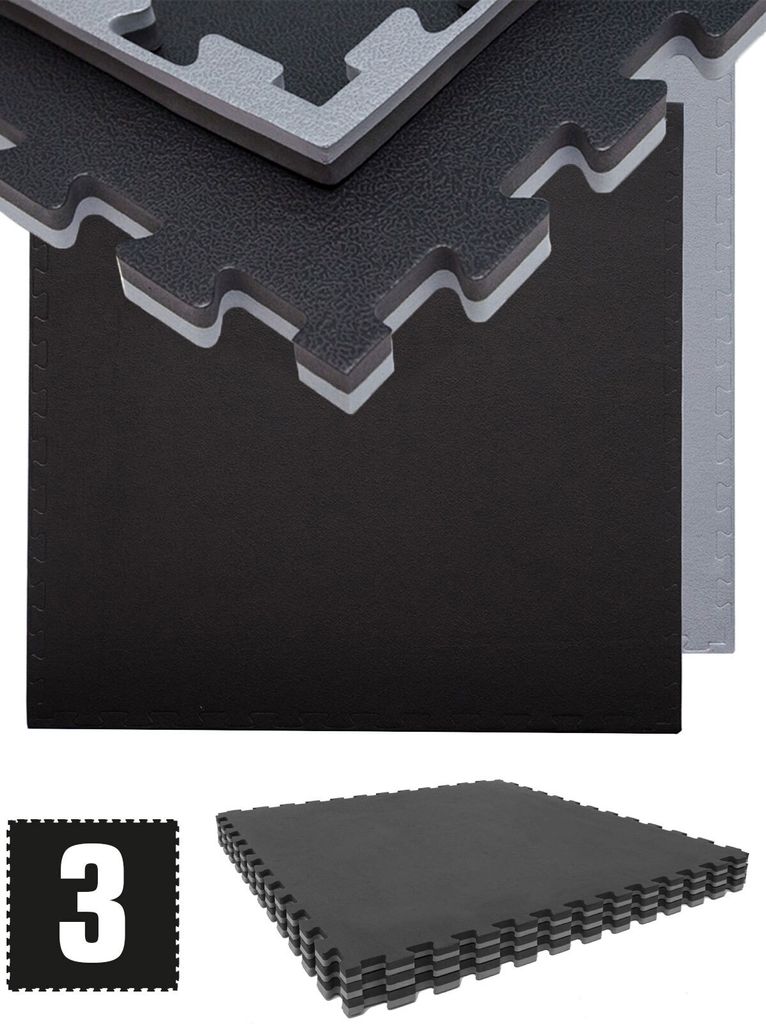 3 x 20mm Tapis de sol 90x90cm Gris Noir Image du produit 