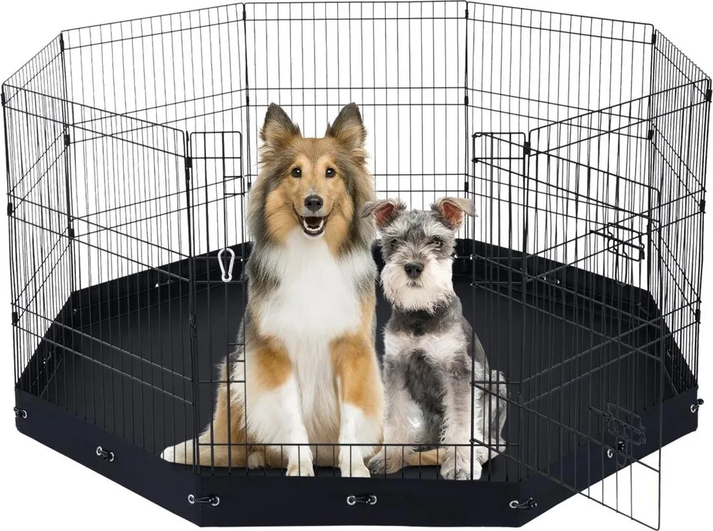 Recinto per Cani 8 Pannelli Pieghevole 30"H con Tappetino Impermeabile