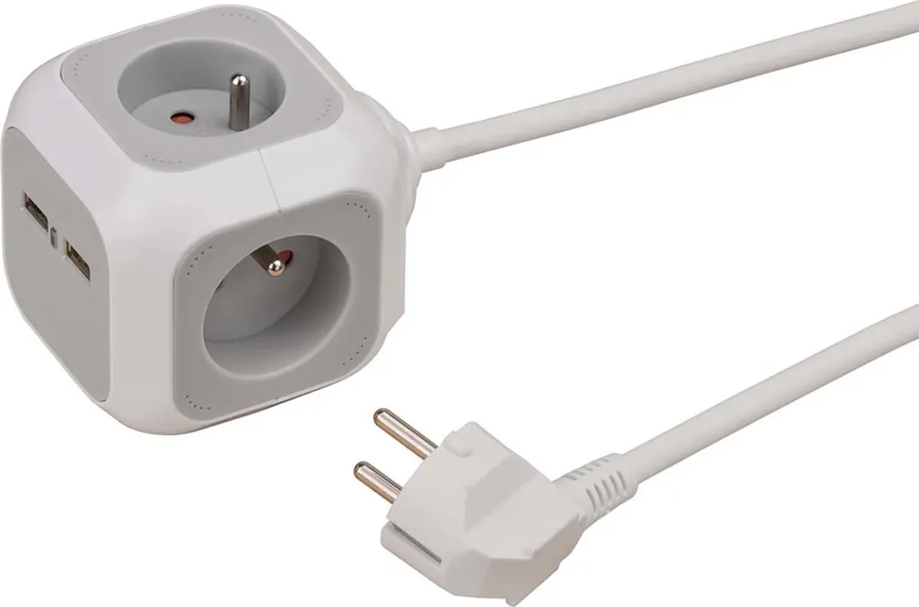 Brennenstuhl, ALEA-Cubo di prese di corrente con 4x prese di corrente e 2x USB 1,4m, bianco