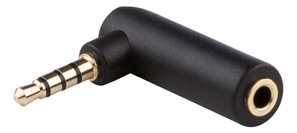 adaptare 10122 Winkel-Adapter 3,5mm Klinkenstecker (4-polig) auf Klinkenkupplung (4-polig), vergoldet, schwarz