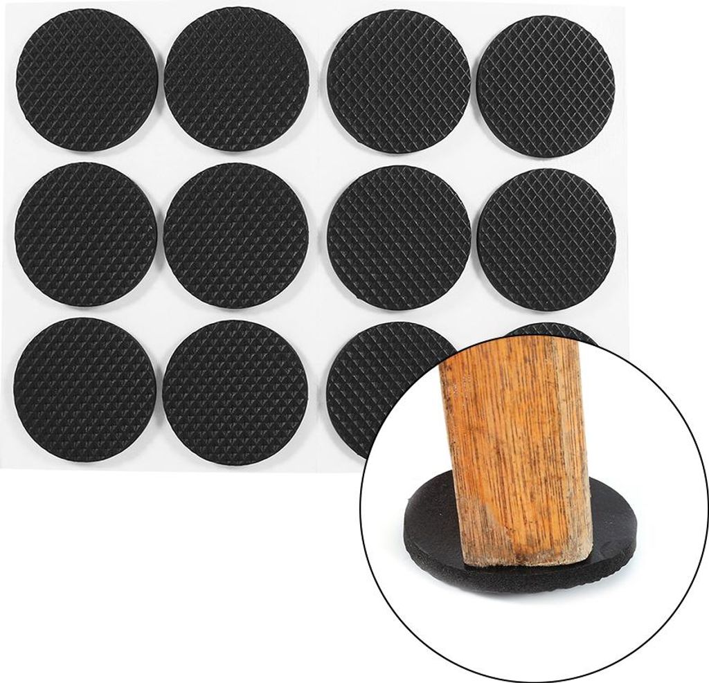 12Pcs schwarz selbstklebend Bodenschützer Möbel Sofa Tisch Stuhl Gummifuß Pad Runde