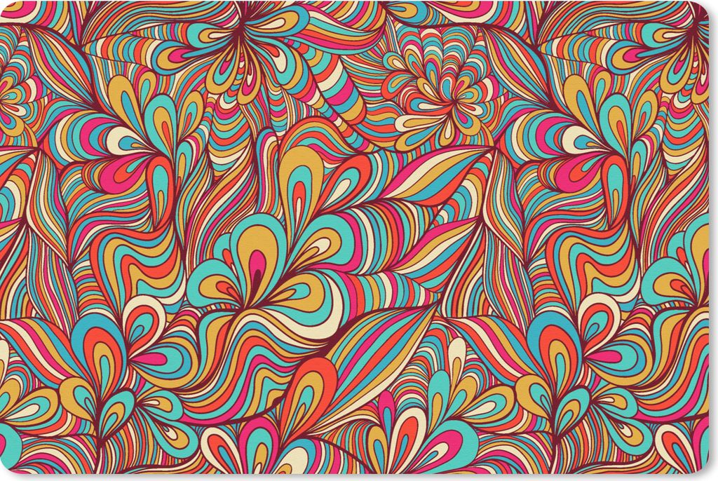 MuchoWow Mauspad Mousepad Design - 70er Jahre - Fantasie - Farbe 27x18 cm - Mousepads - Maus Mat - Pad - Mausunterlage - Büroartikel - Desk Matten