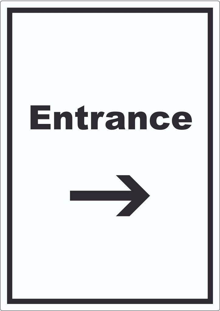 Entrance Aufkleber mit Text und Richtungspfeil rechts Eingang hochkant A2 (420x594mm)
