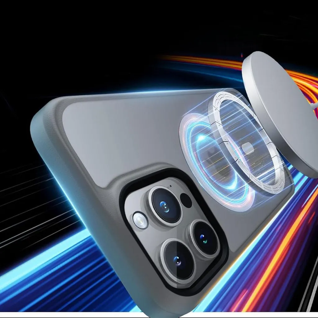 Coque MagSafe Grise iPhone 15 Pro avec Protection Écran Verre 9H - 2