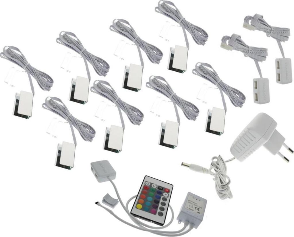Glaskantenbeleuchtung Set mit 8 Clips