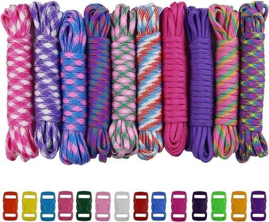 Lot de 10 cordons Paracord 550 pour bracelets et tressage DIY survie
