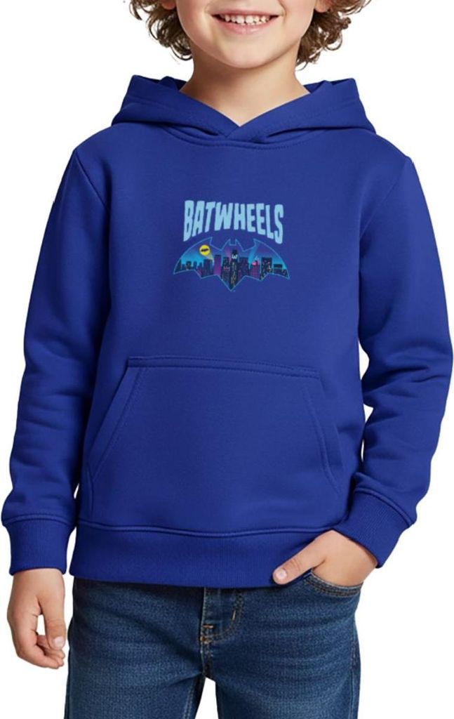Spreadshirt Batwheels Batman-Symbol Mit Skyline Von Gotham Kinder Premium Hoodie, 98/104 (2 Jahre), Royalblau