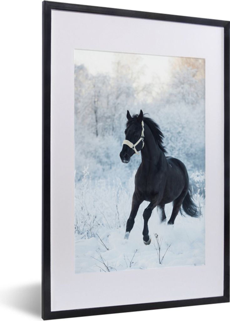 MuchoWow® MuchoWow® Gerahmtes Poster Pferd - Schnee - Wald Produktbild 