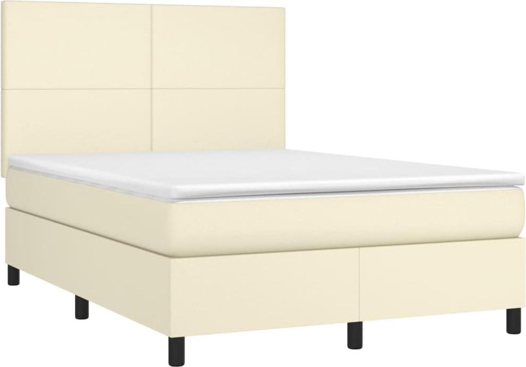 vidaXL Boxspringbett mit Matratze Creme 140x190 cm Kunstleder