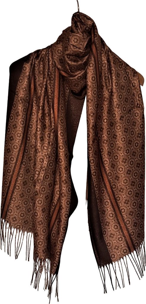 Damen Schal warme Strickschal Designer Muster 70x190cm mit Goldfaden Schals (3)