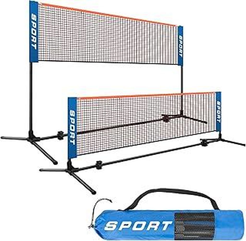 AKOZLIN Tragbares Badmintonnetz-Set, höhenverstellbares Badminton-Pickleball-Netz mit Stangen und Tragetasche für Badminton, Volleyball, Tennis, ...