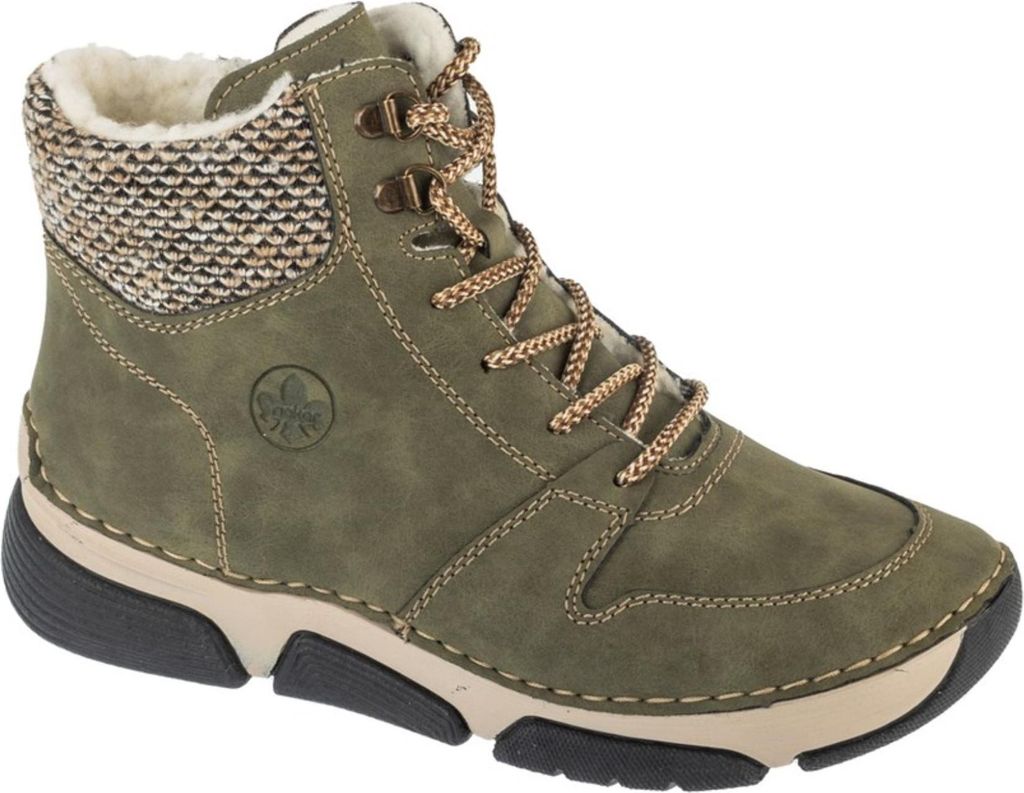 A single green high-top sneaker boot is shown against a white background.