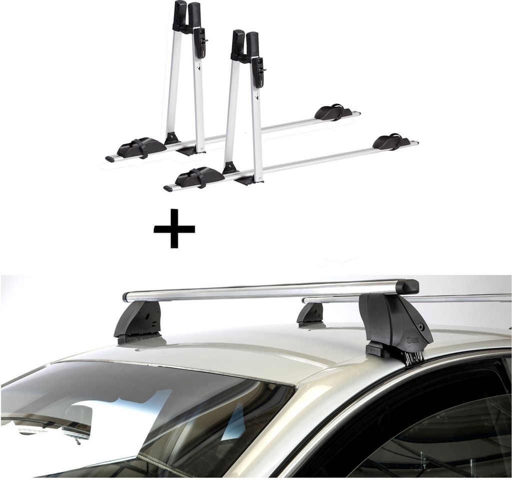 2x VDP Fahrradträger ALU Premium + Dachträger K1 PRO Aluminium kompatibel mit für Ford Puma (5Türer) ab 2019