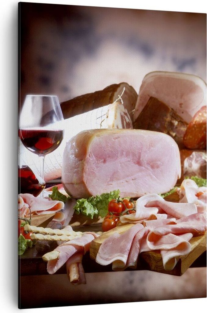 Bild auf Leinwand - Leinwandbild - Einteilig - Essen Essen Wurst Kräuter - 70x100cm - Wand Bild - Wanddeko - Wandbilder - Leinwanddruck - Wanddeko...