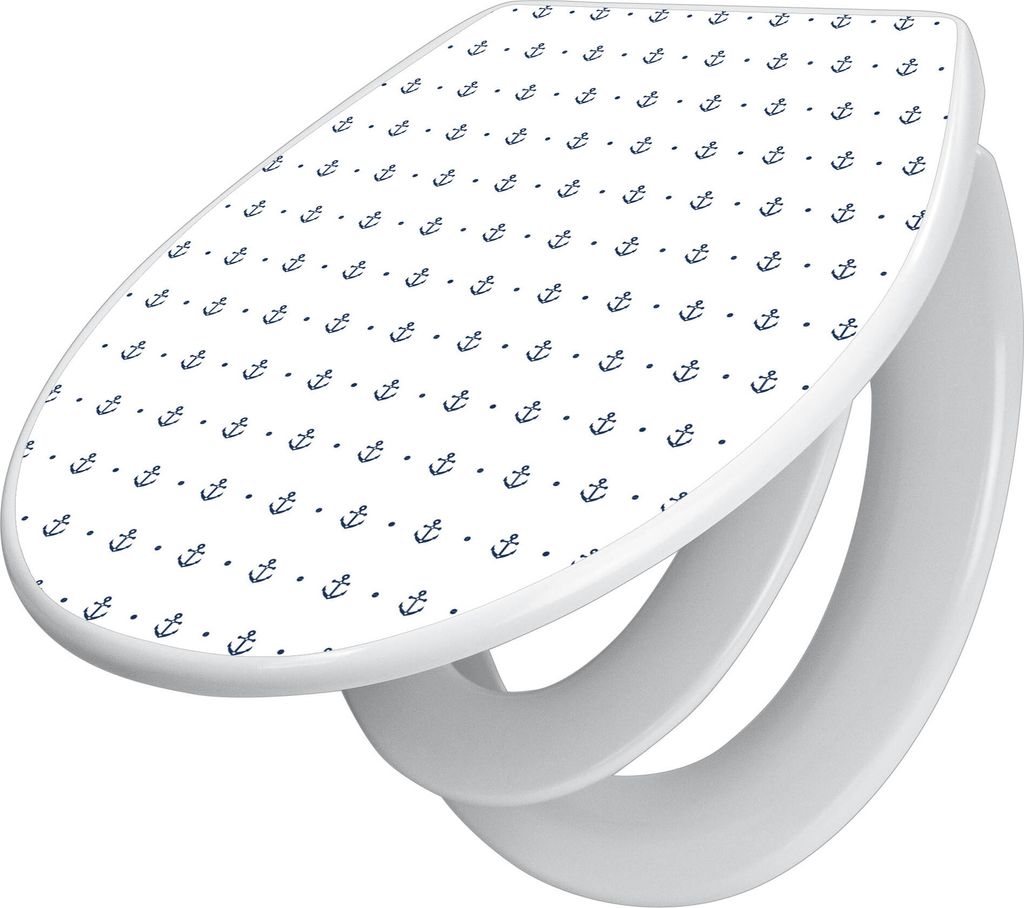 banjado Familien WC Sitz mit Absenkautomatik 37x44,5x5cm -Kleine Anker - Klodeckel/Klobrille mit kindersitz aus hochwertigem Polypropylen - univers...