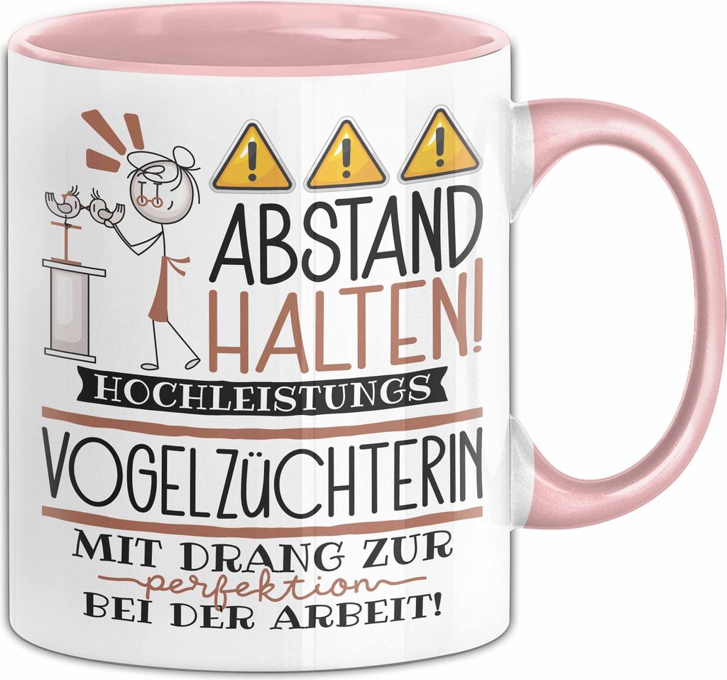 Vogelzüchterin Tasse Geschenk Lustig Abstand Halten Produktbild 