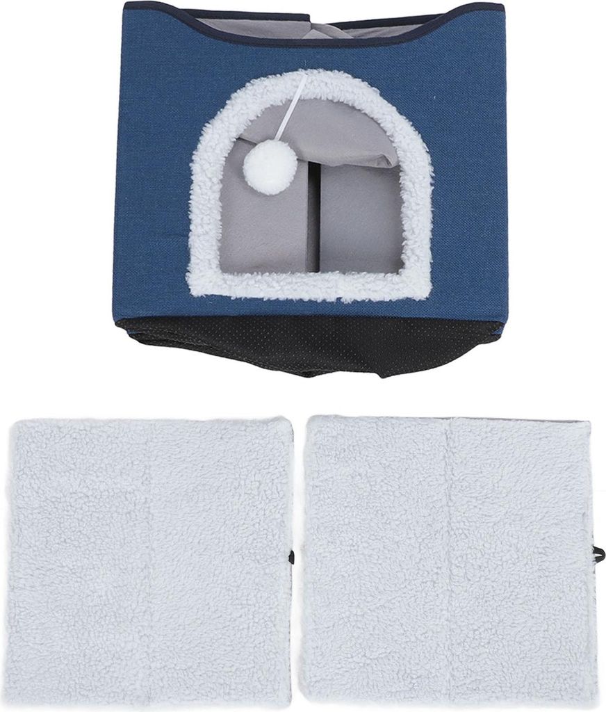 Faltbares Katzenhaus 2 Schicht zusammenklappbares Kätzchen Multifunktionales Höhlenbett weich