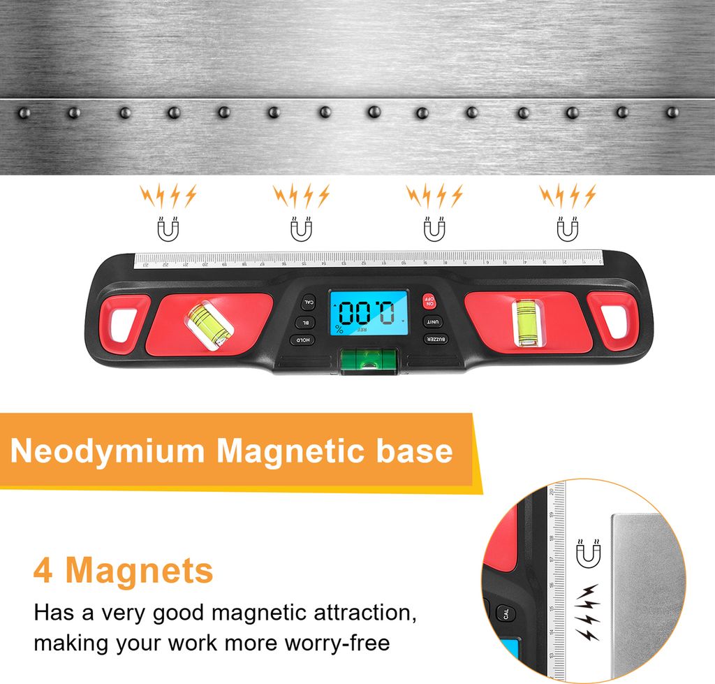 HW-200 Digital Level 360 Grad Horizontale Kalibrierung Elektrische Elektrik weit verbreitete Ltd Backlight Spirit Level für die Maschinenherstellu...