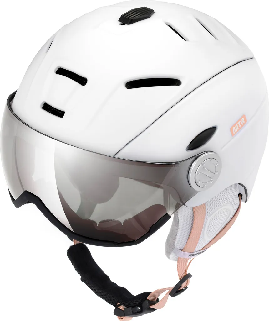 Meteor HOLO Skihelm Blanc - Casque Snowboard avec Visière - Taille L/XL