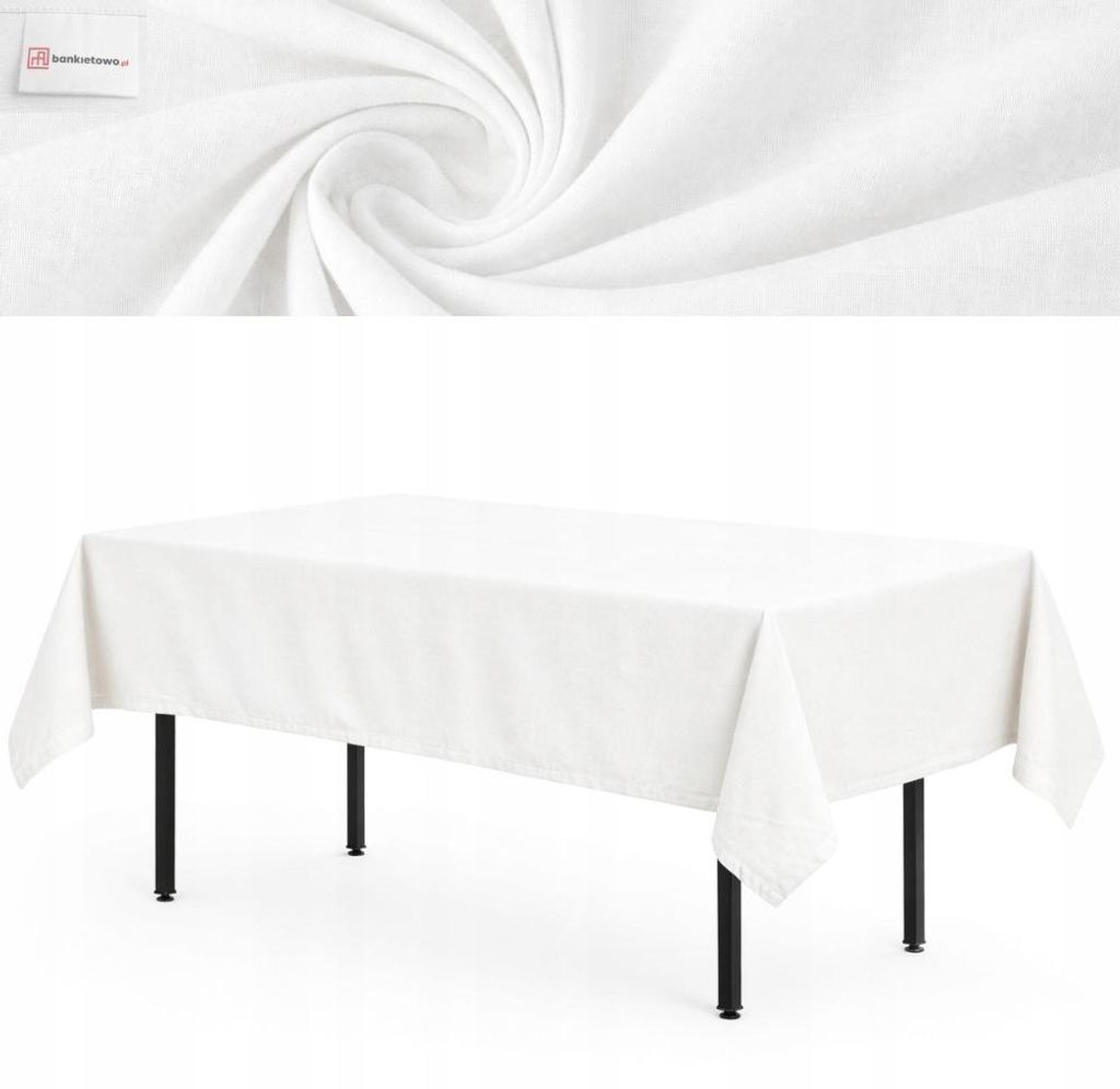 Tischdecke Für Rechteckige Tische, Aus Dickem Baumwollstoff, 240 × 160 Cm, Weiß, 220 G, 100 % Baumwolle