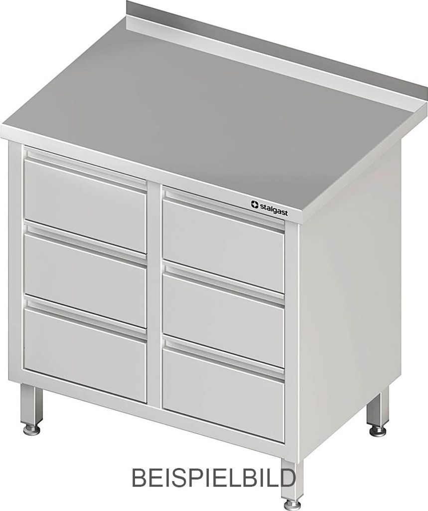 Schubladenschrank mit 2x3 Schubladen, 840x700x850 mm, ohne Aufkantung, verschweißt