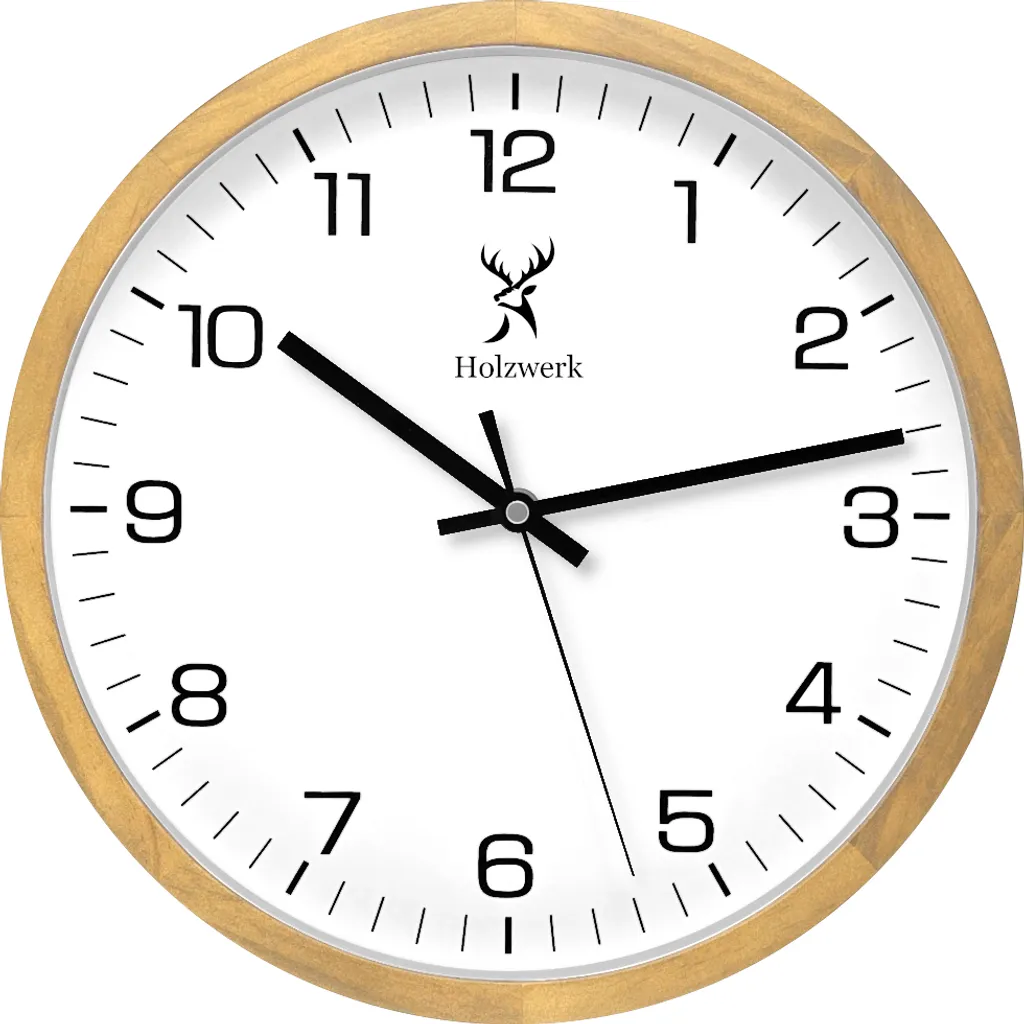 Horloge Murale Cuisine et Salon 30 cm en Bois Clair Design Wolfsburg