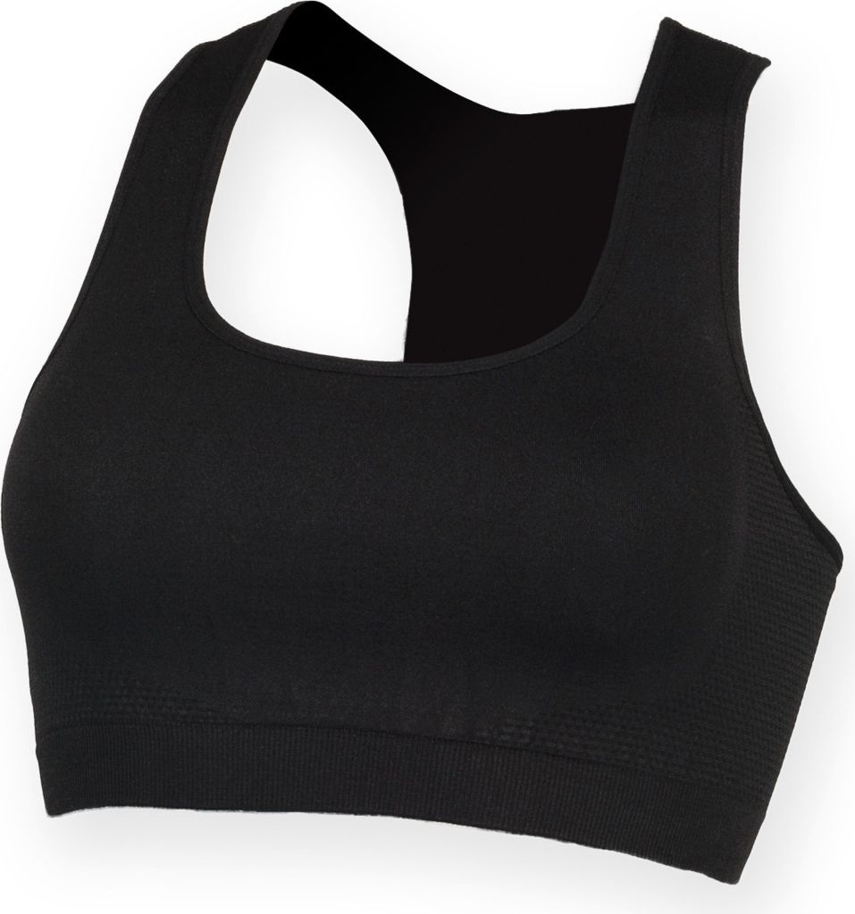 Skinni Fit Damen Workout Top / Crop-Top / Bustier RW4424 (L) (Schwarz)