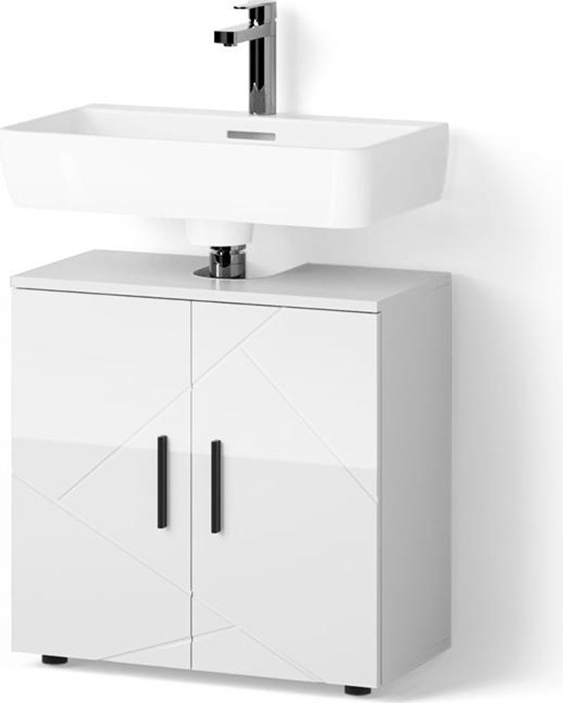 Waschbeckenunterschrank Livinity Ronco Weiß Hochglanz 60 x 59 cm, Model 52566