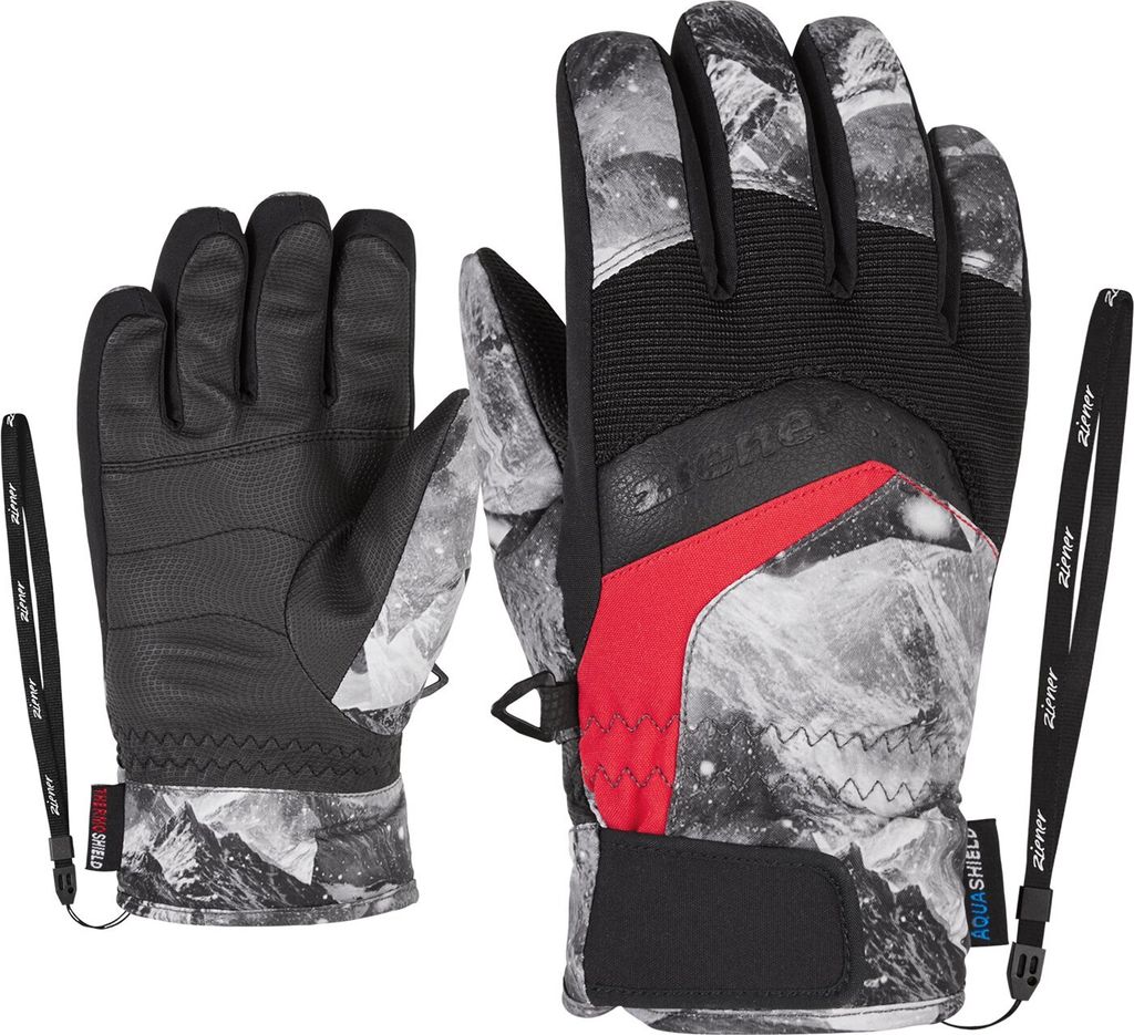 Ziener Skihandschuhe LABINO AS Glove Junior Handschuhe Kinder, Farbe:Grau, Artikel:-891 grey mountain print, Größe:4