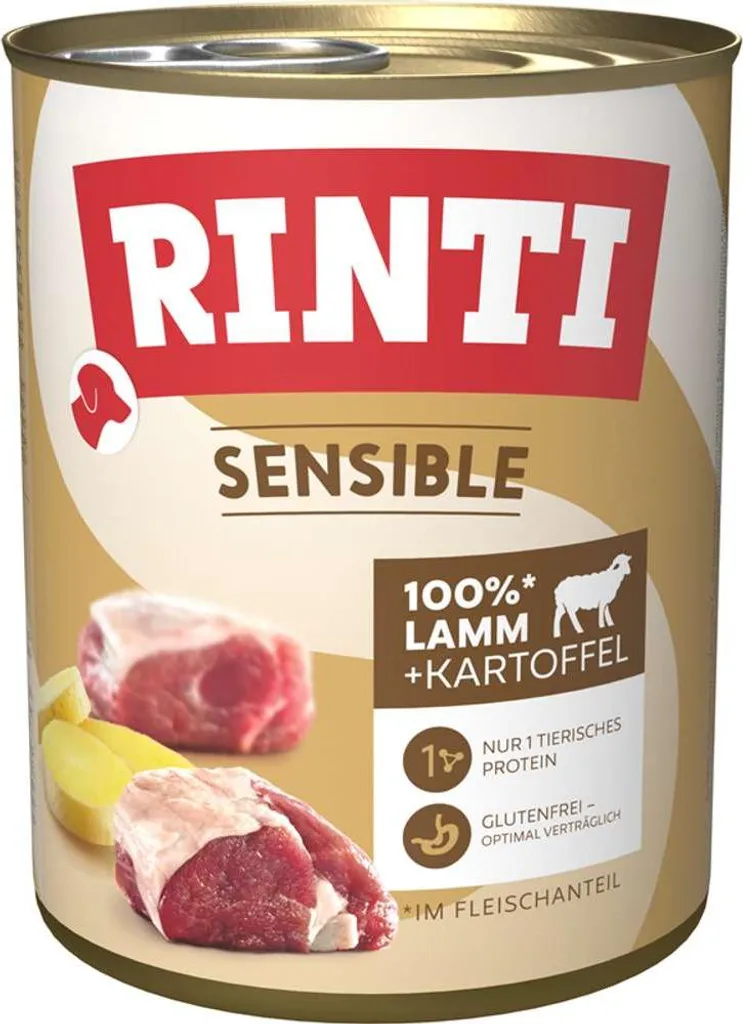 Pâtée pour Chien Sensible Rinti Agneau Pommes de terre 8x800g Sans Blé