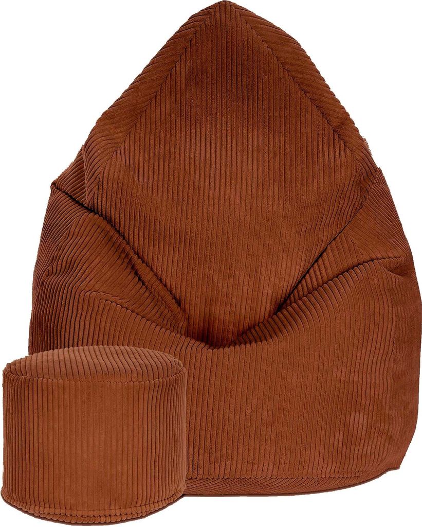 Dreamroots Bean Bag 80x80x120cm Sitzsack mit Lehne und Hocker und Bezug Sitzkissen Boden Chill Sack Bubibag Sitzsack Indian tan