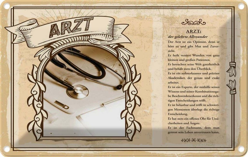 vianmo Blechschild 20x30 cm Arzt Beruf Arbeit