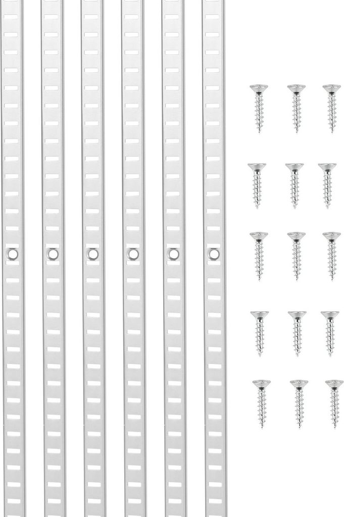 Regalschienen - Pilasterleisten-Set 6er-Pack - Länge 923 mm - Stahl - Mit 24 Schrauben - Für Einsteck-Regalträger - Für Wandregalsysteme und Sc...