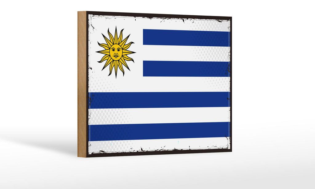 Holzschild Flagge Uruguays 18x12 cm Retro Flag of Uruguay Dekoration