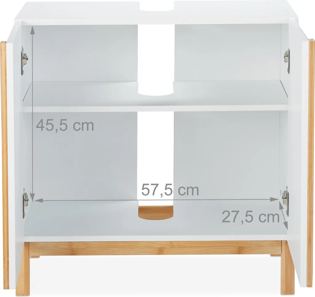 Meuble sous lavabo blanc gain de place avec découpe de siphon - 5
