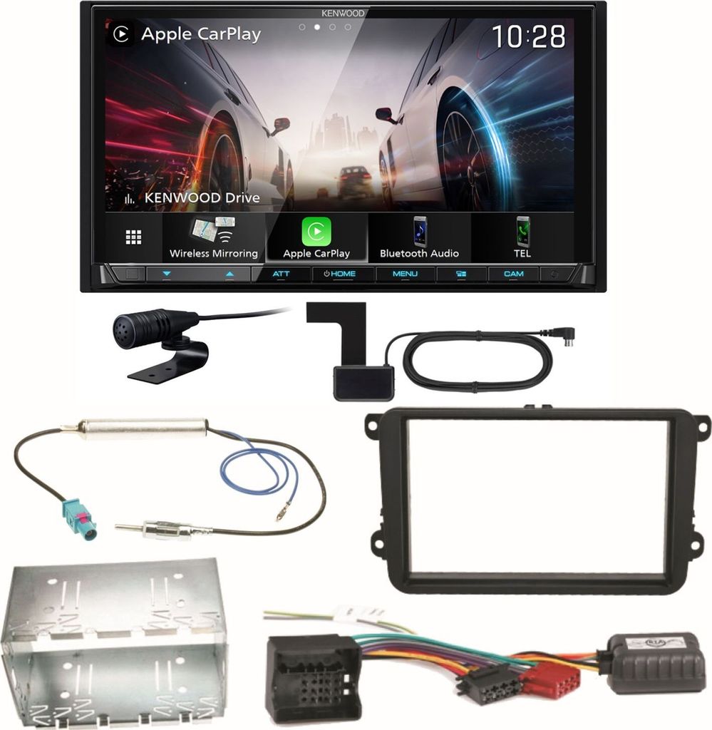 Kenwood DMX8021DABS Android Auto Einbauset für Golf 5 6 Passat 3C CC B7 Touran