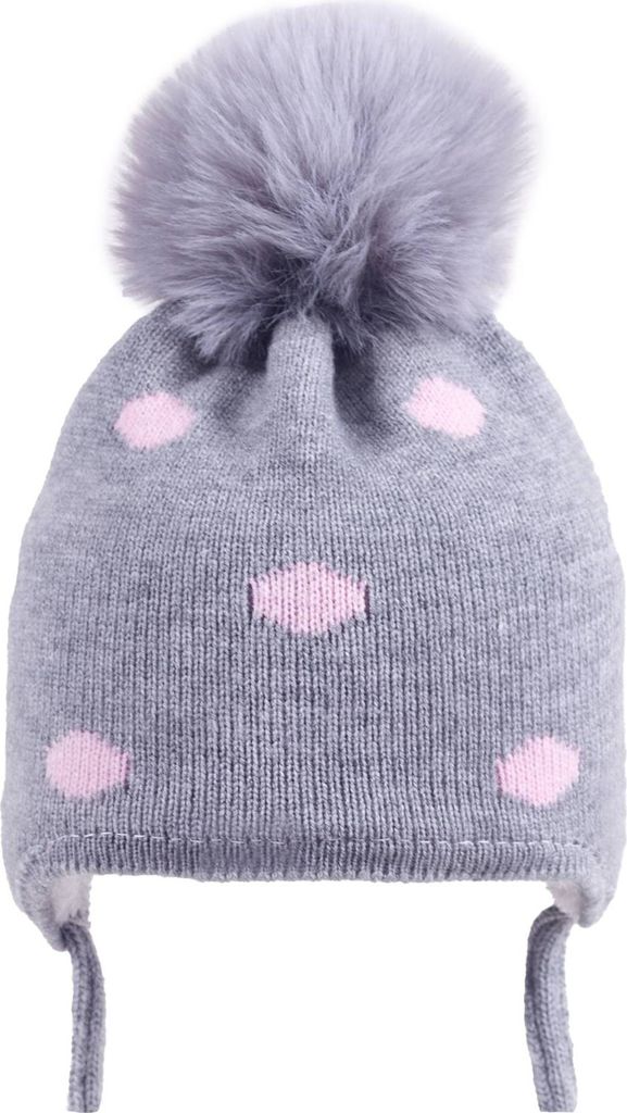 Wintermütze Mädchen rosa gepunktet gebunden 42-44 YOCLUB