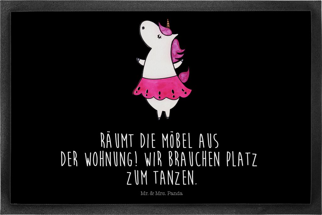 Mr. & Mrs. Panda Schmutzfangmatte Einhorn Ballerina 40 x 60 cm - Schwarz - Geschenk, Party, flurmatte, Tanzen, Fussmatte, Schmutzmatte, Unicorn, Wo...