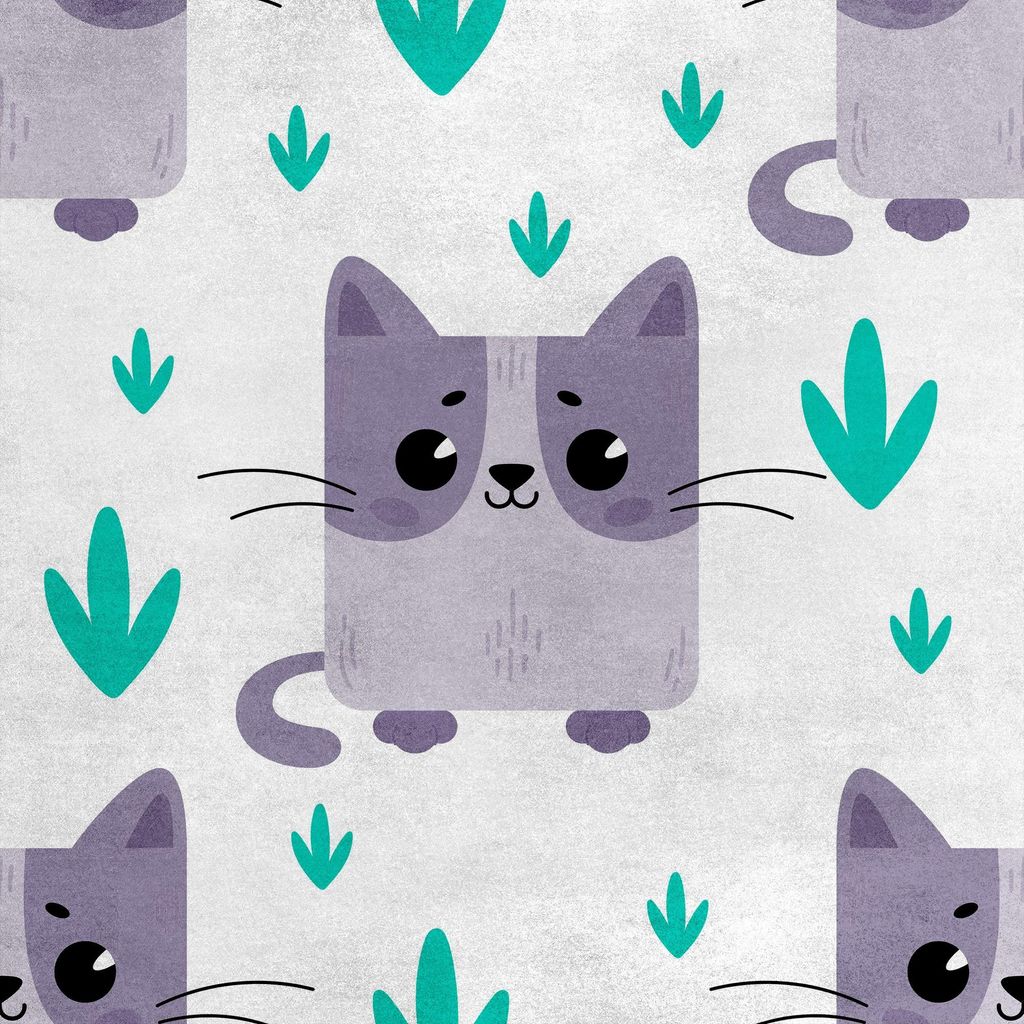 Royal Samt Stoff Polyester Zum Nähen - Motiv Katze im Gras