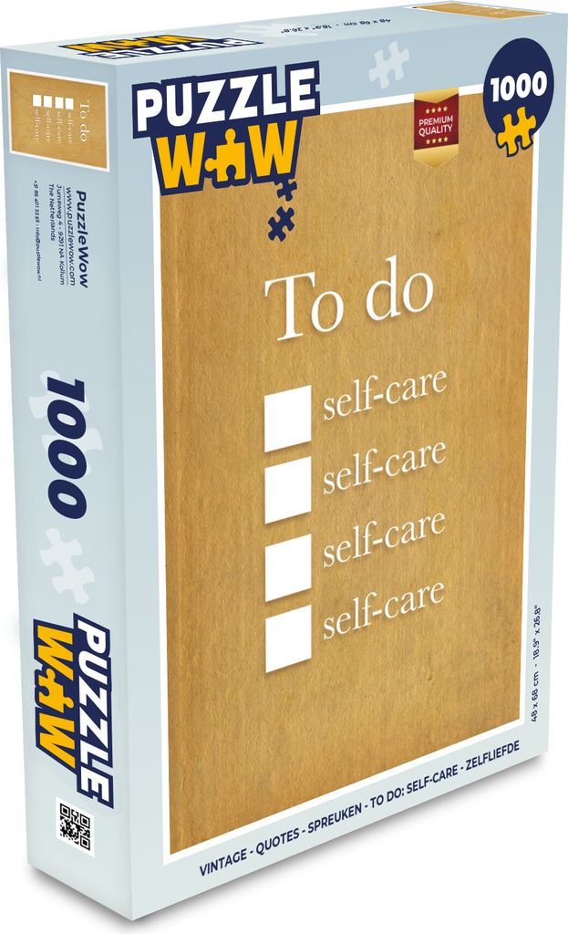 MuchoWow Puzzle 1000 Teile Vintage - Zitate - Sprichwörter - To do: Selbstfürsorge - Selbstliebe - Spielzeug - Alt und Jung - Spiele - Puzzeln