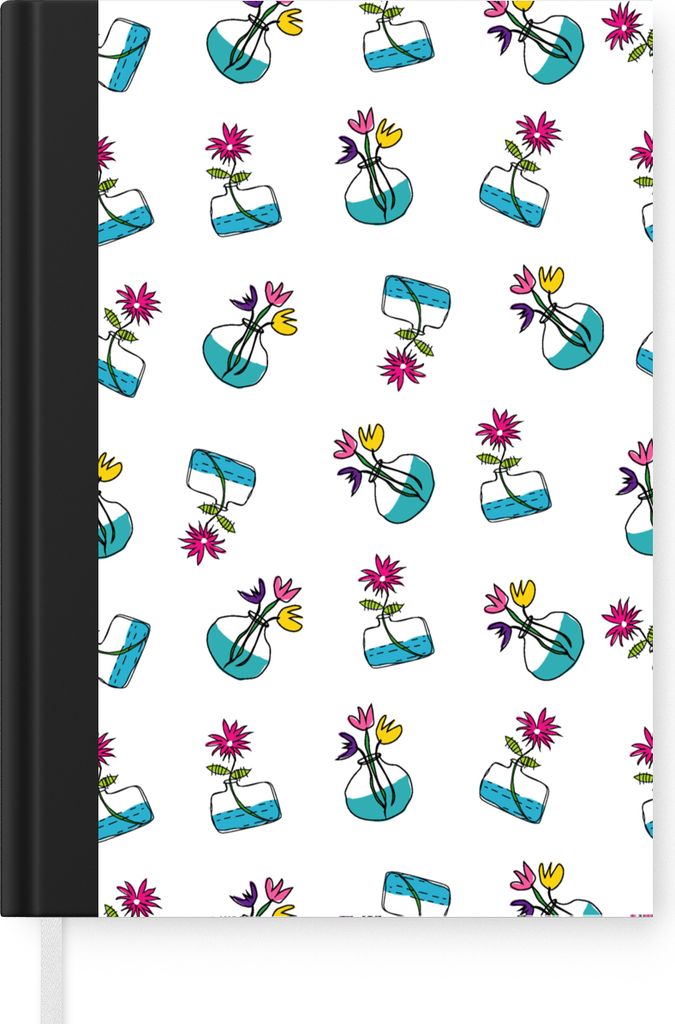 MuchoWow Notizbuch Tagebuch Haushaltsbuch Notebook A5 Blumen - Muster - Frühling - Notizblock - Notizheft - Notebook - Schreibblock - Papier