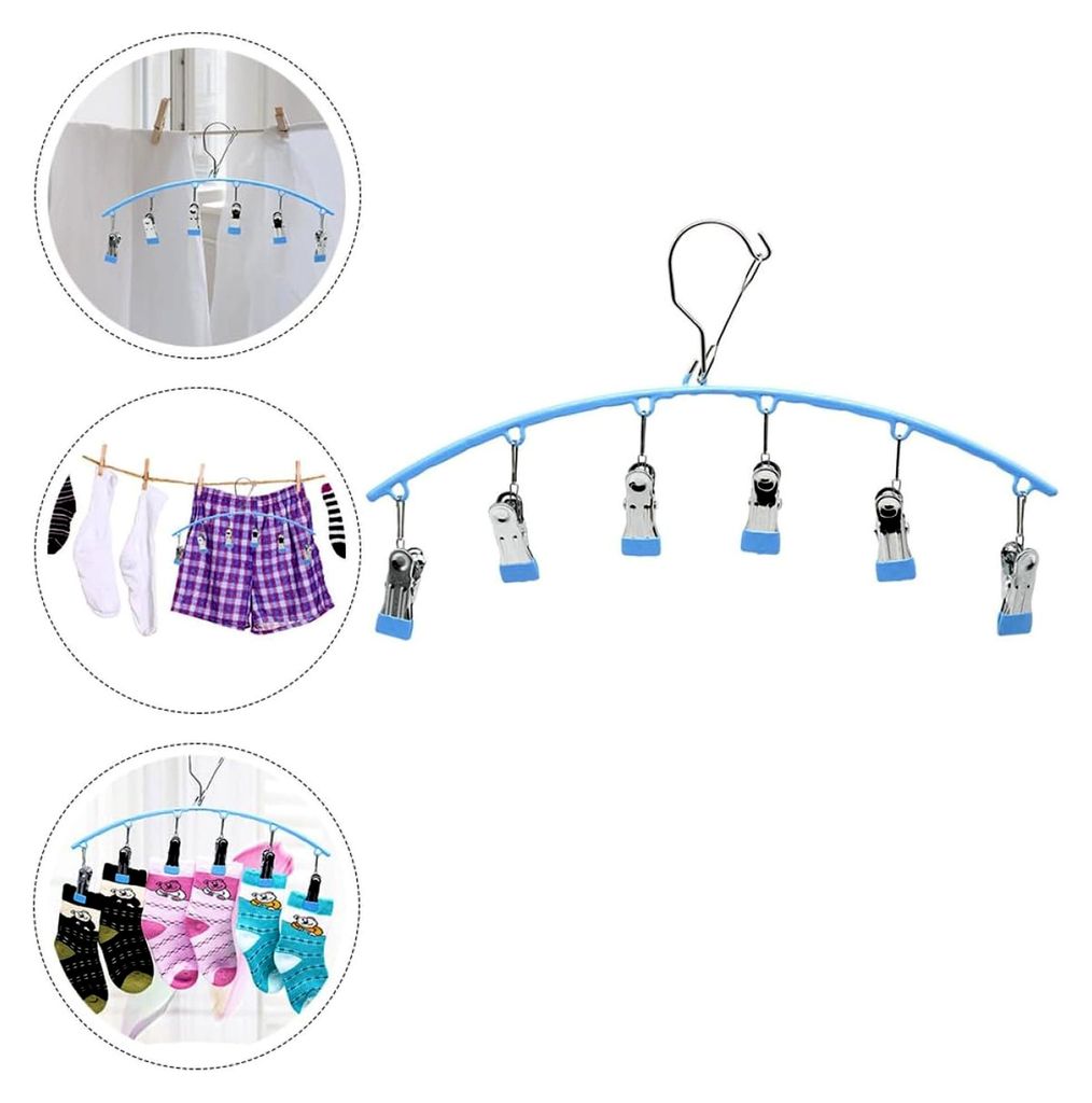 Wäscheständer für Socken, winddicht, gebogen, mit komfortabler Oberfläche für Balkon, Wohnung und Bad, blau, platzsparend und robust