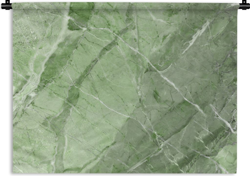 MuchoWow Wandteppich Wandbehang Stein - Granit - Grün - Weiß 120x90 cm Tapisserie Dekoration Wandtuch - Wohnen - Aufhänger für die Wand