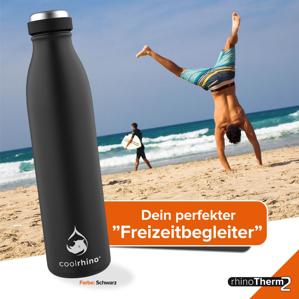 coolrhino Edelstahl-Trinkflasche 500ml, 1L – Kohlensäure