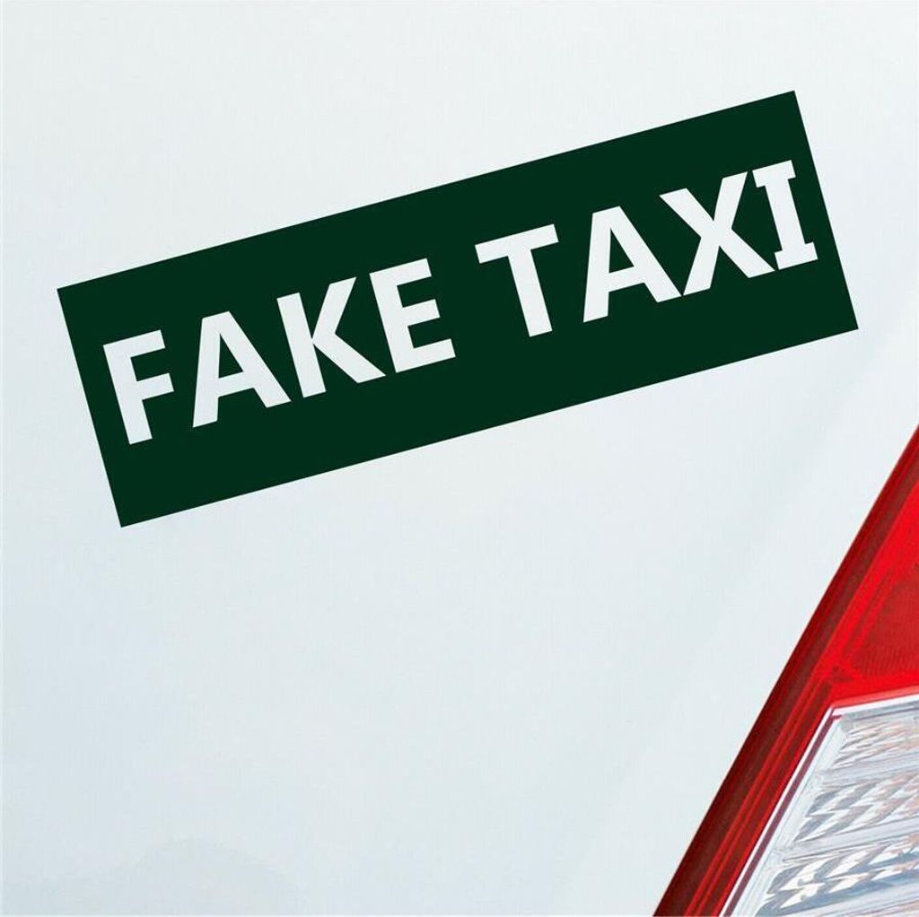 Auto Aufkleber Fake Taxi Car Schriftzug 19x6 cm Dunkelgrün Sticker Heckscheibenaufkleber